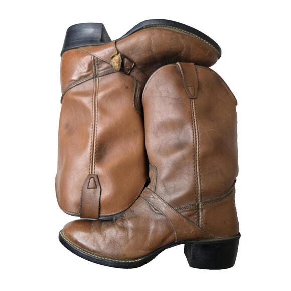 Dingo Vintage Western Brown Leather Harness Pull On Cowboy Boots Womens 6 D - Picture 1 of 8
